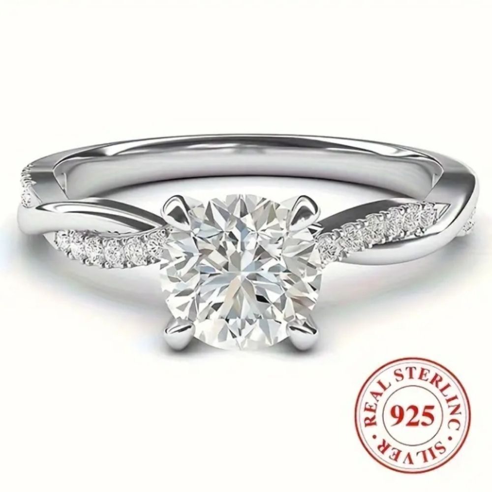 S925 Sterling silver halo diamond wedding ring sz 7
